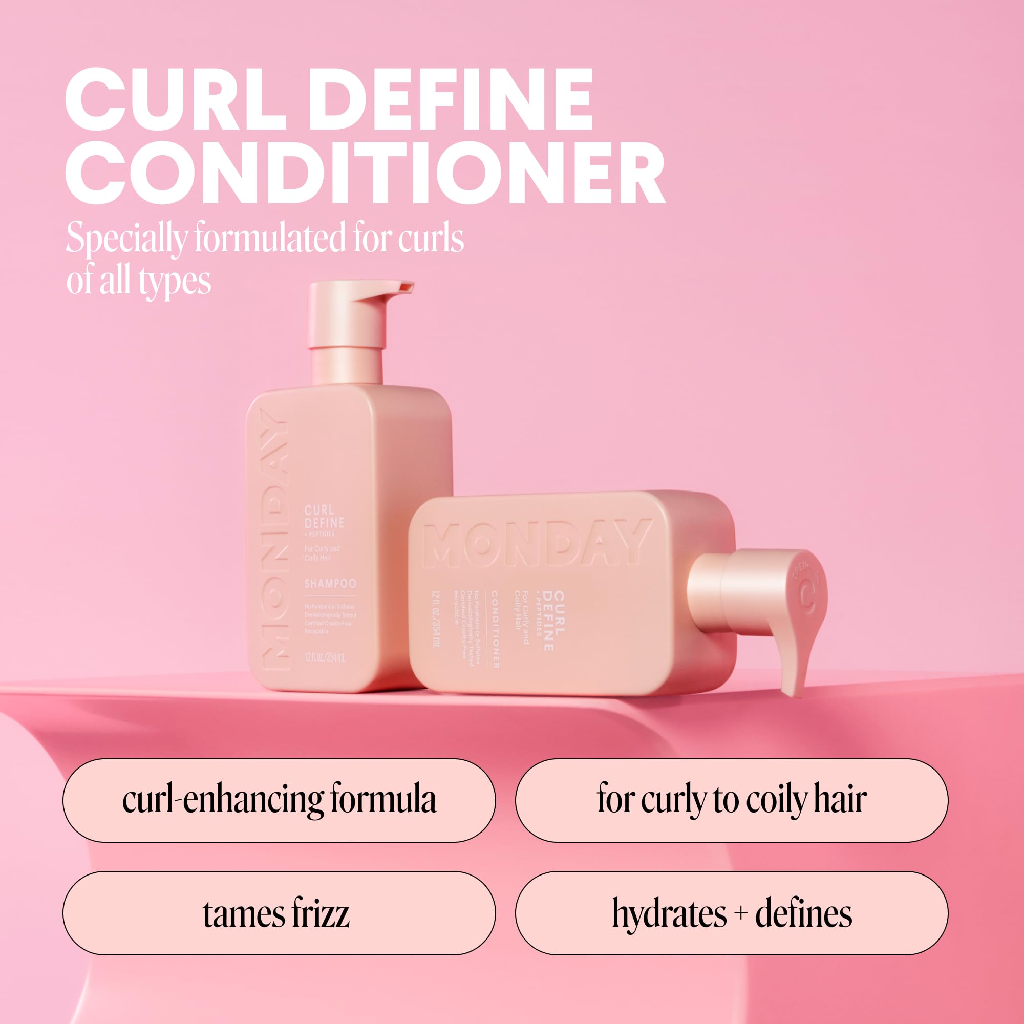 MONDAY CURL DEFINE with peptides and coconut oil nourishes curls