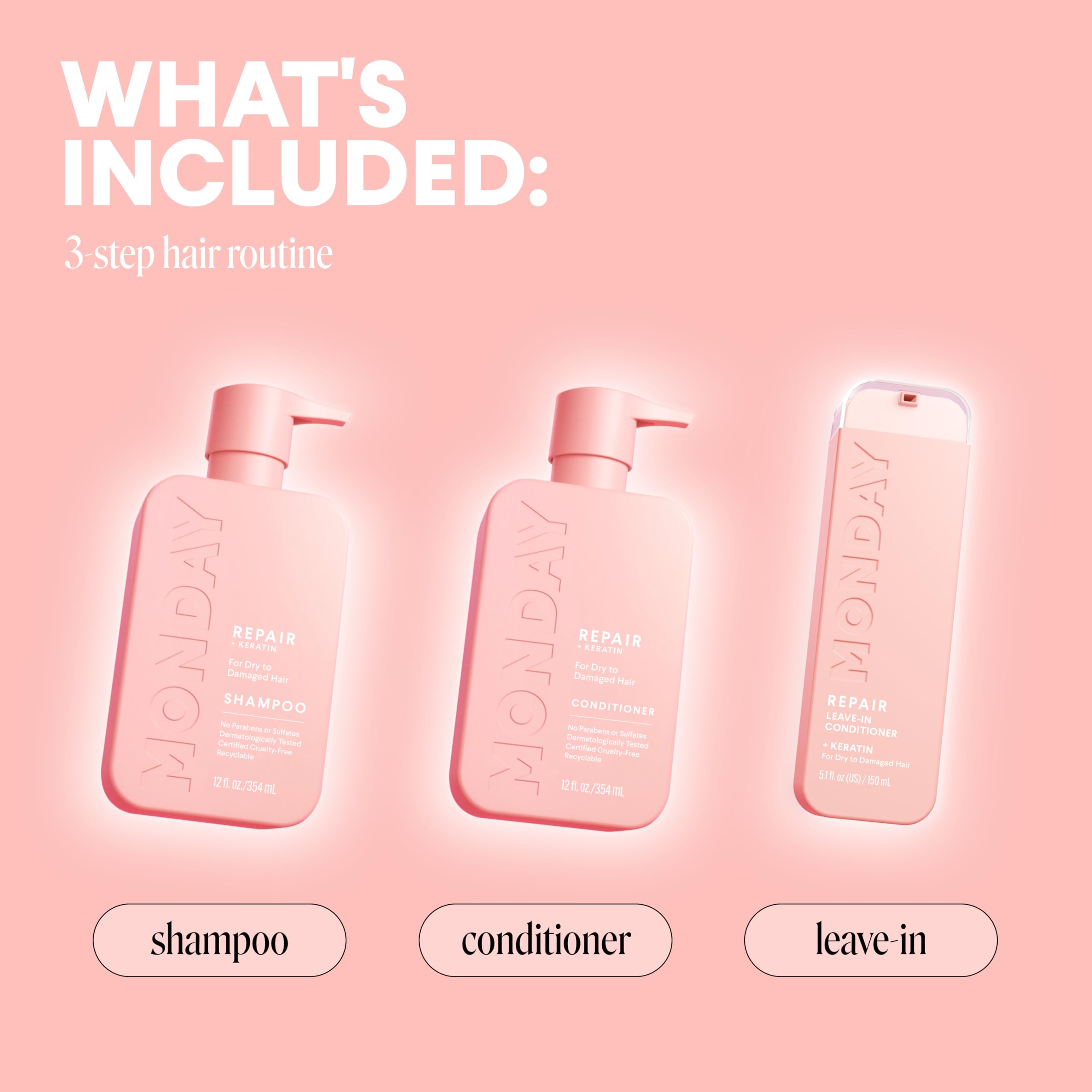 MONDAY Haircare Dermatologically tested label for gentle care