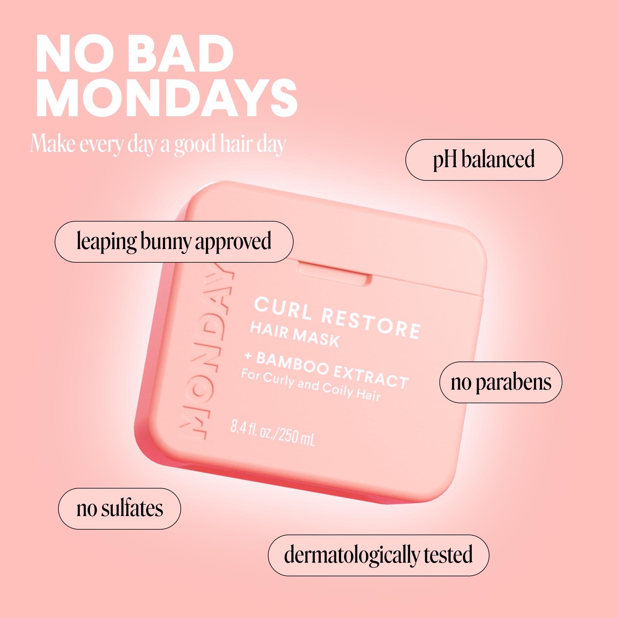 MONDAY Haircare ingredient panel shows bamboo and coconut for nourishment