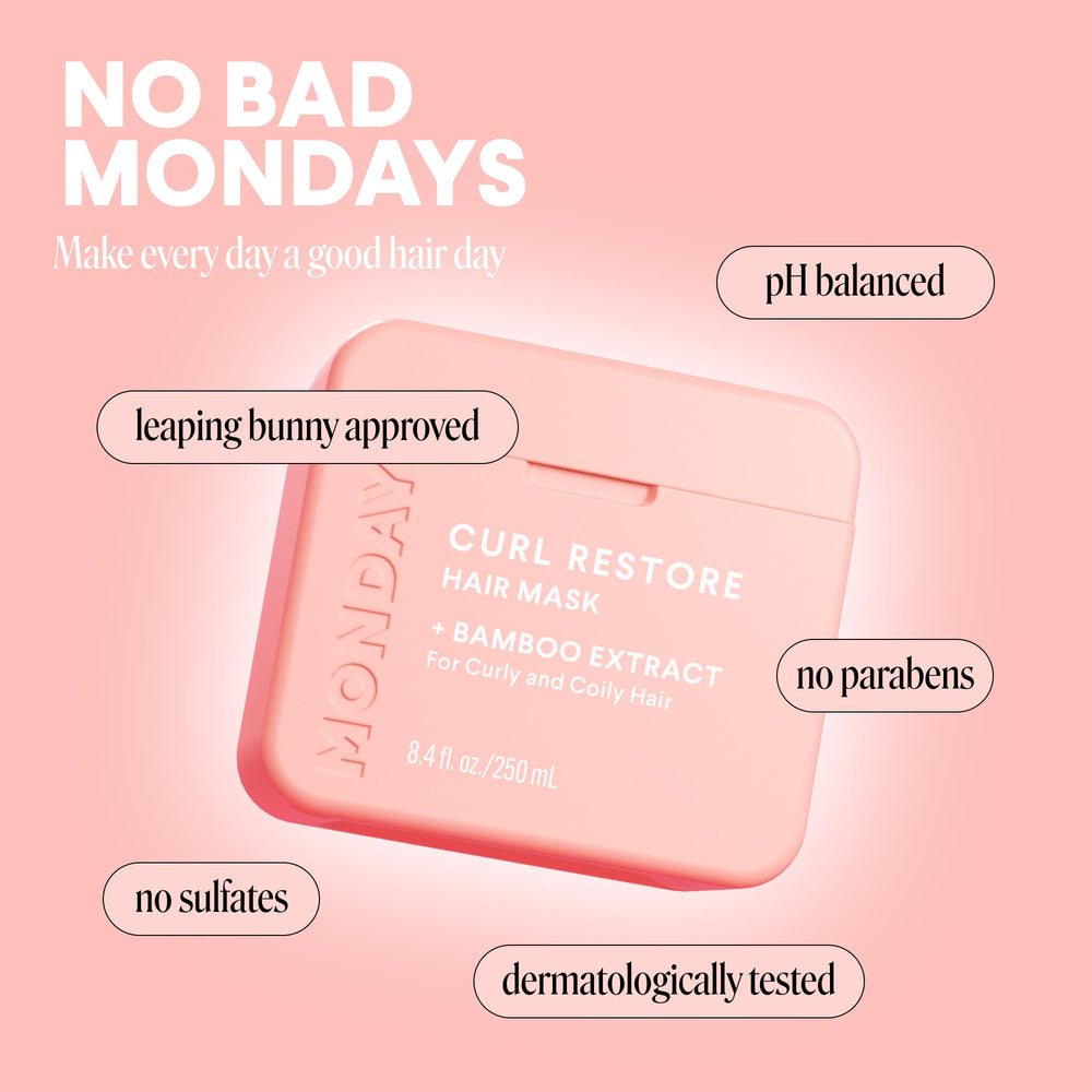 MONDAY Haircare ingredient panel shows bamboo and coconut for nourishment
