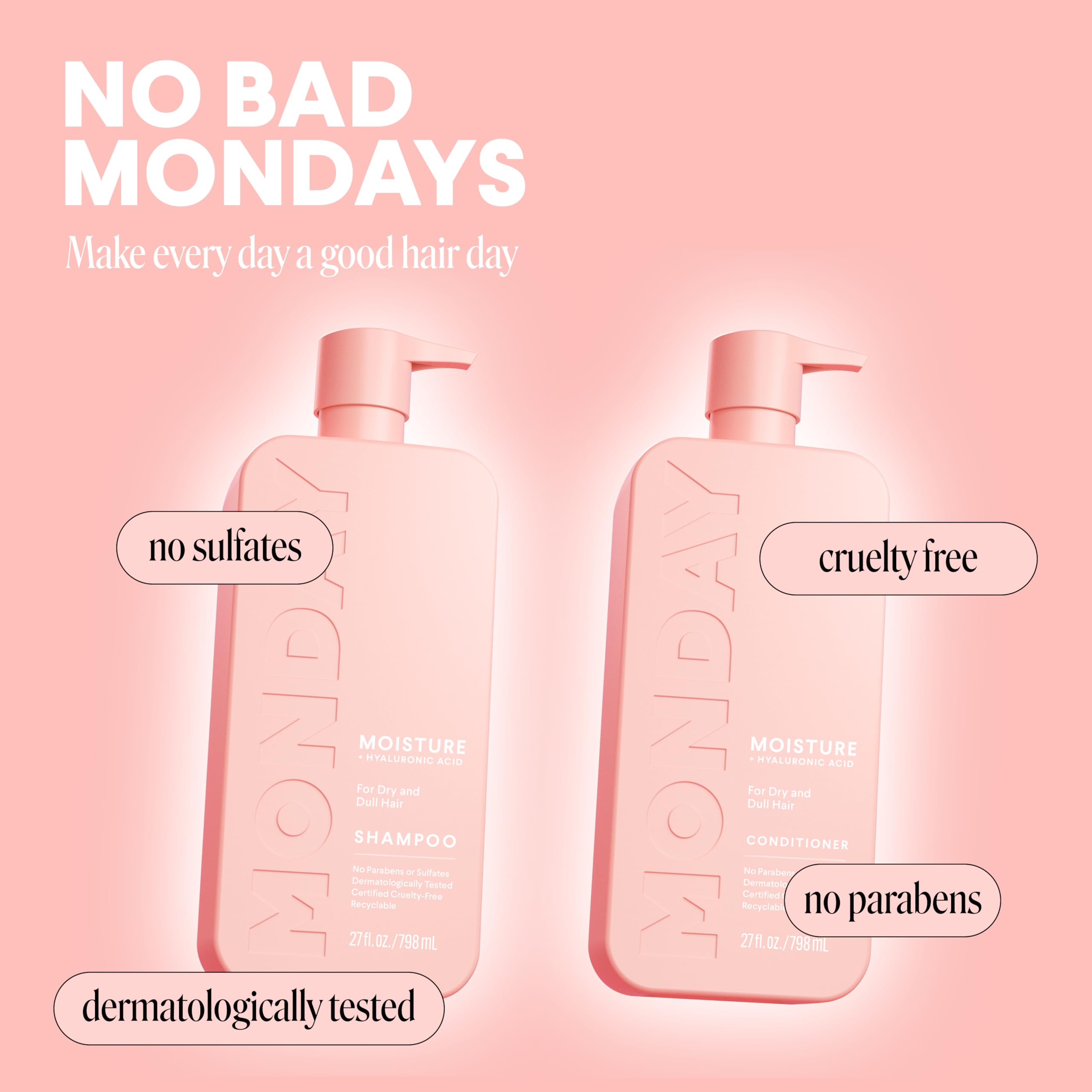 MONDAY Haircare Moisture label cruelty-free and eco-friendly packaging