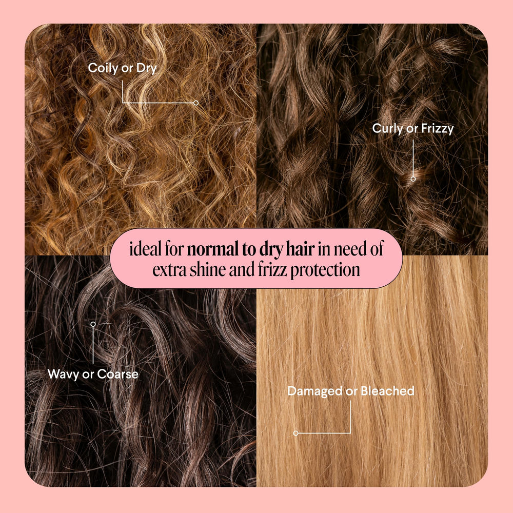 MONDAY Haircare MOISTURE Leave-In glossy bottle suggests frizz-free shine
