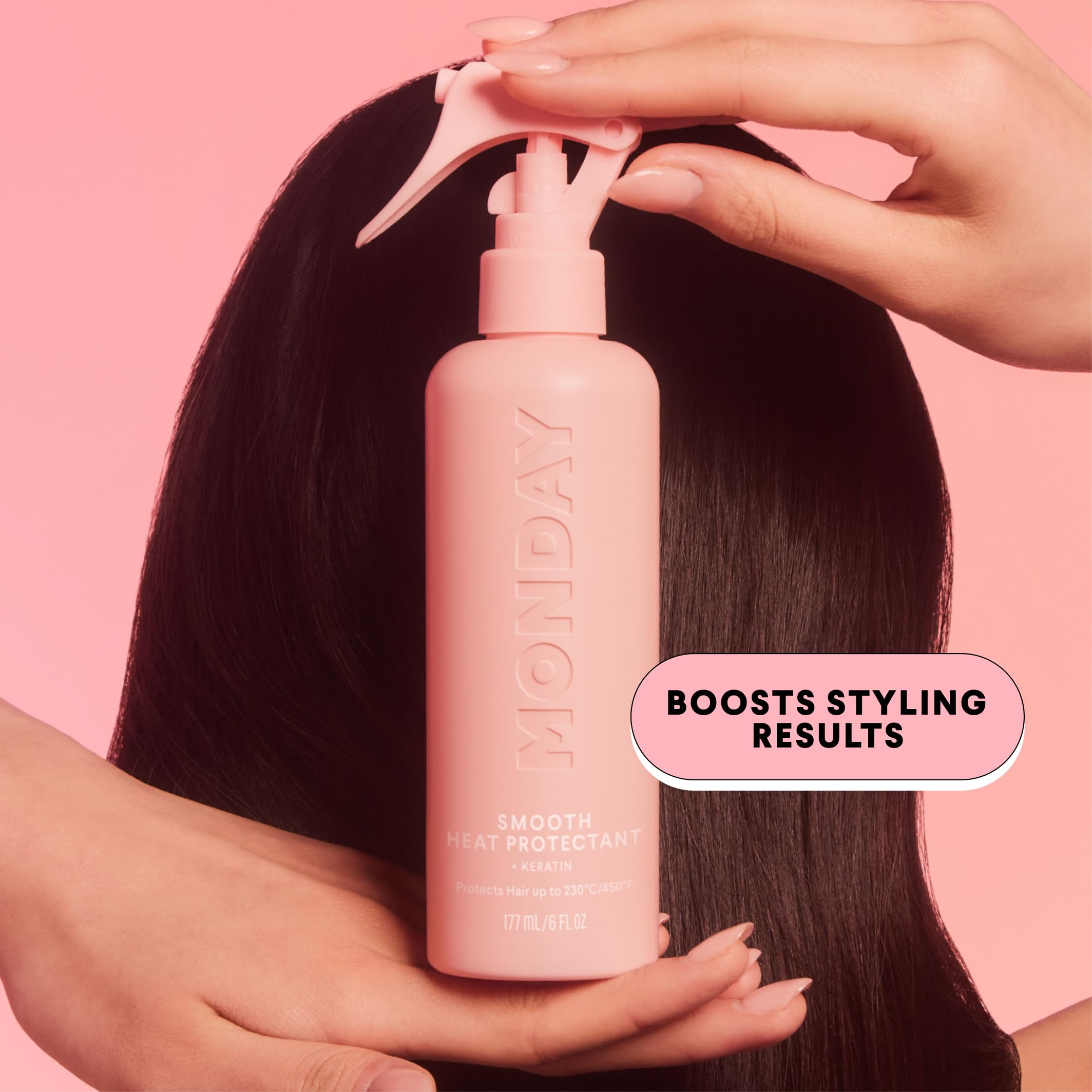 MONDAY Haircare SMOOTH keratin closeup emphasizing frizz control