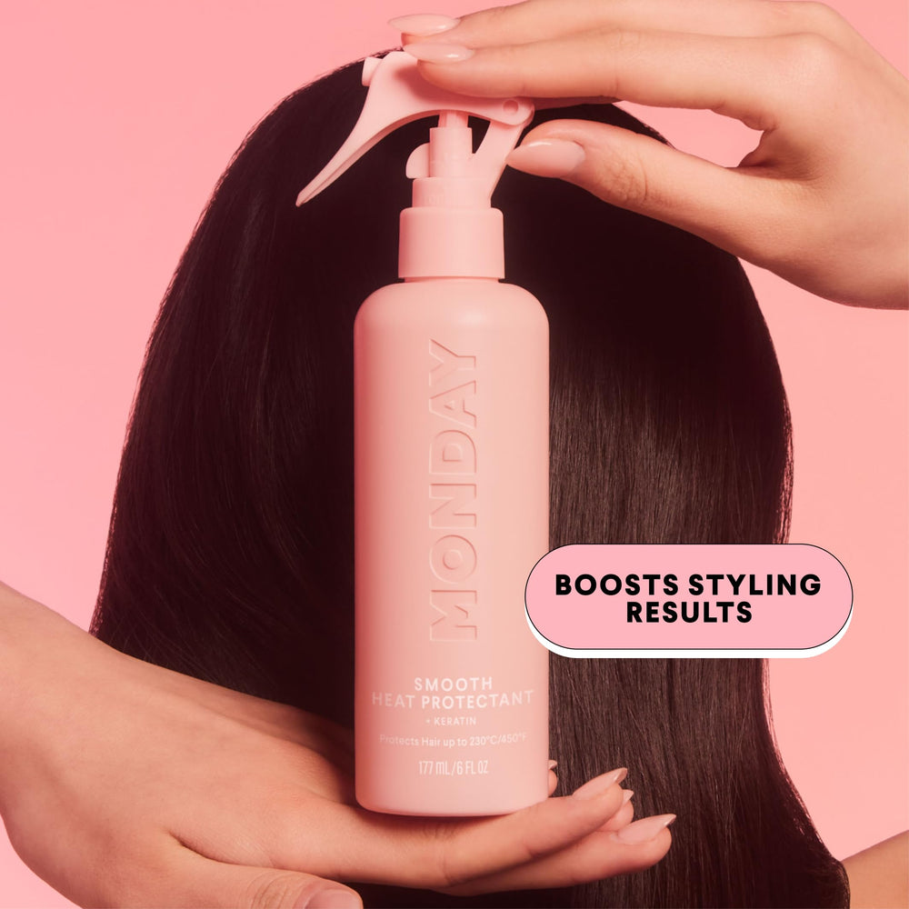 MONDAY Haircare SMOOTH keratin closeup emphasizing frizz control