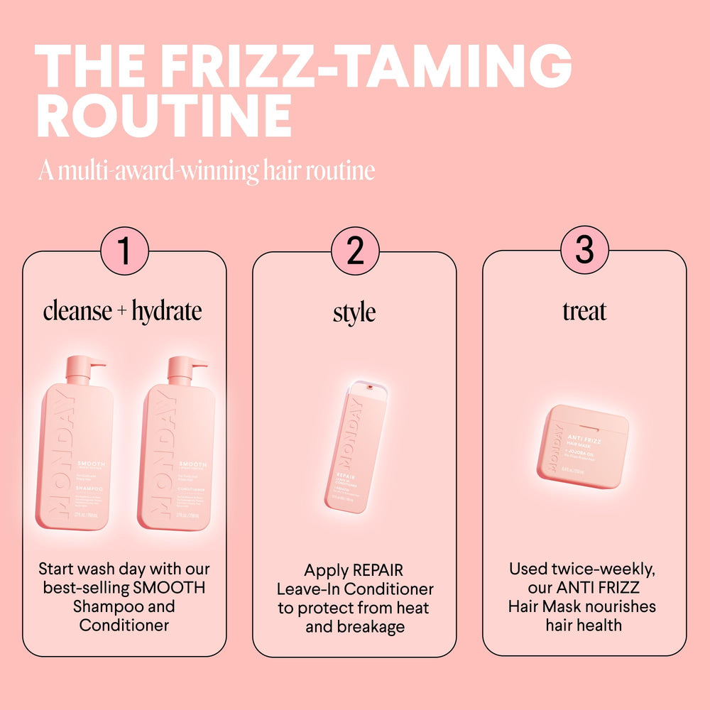 MONDAY Haircare Smooth recyclable bottle emphasizing eco-friendly packaging.