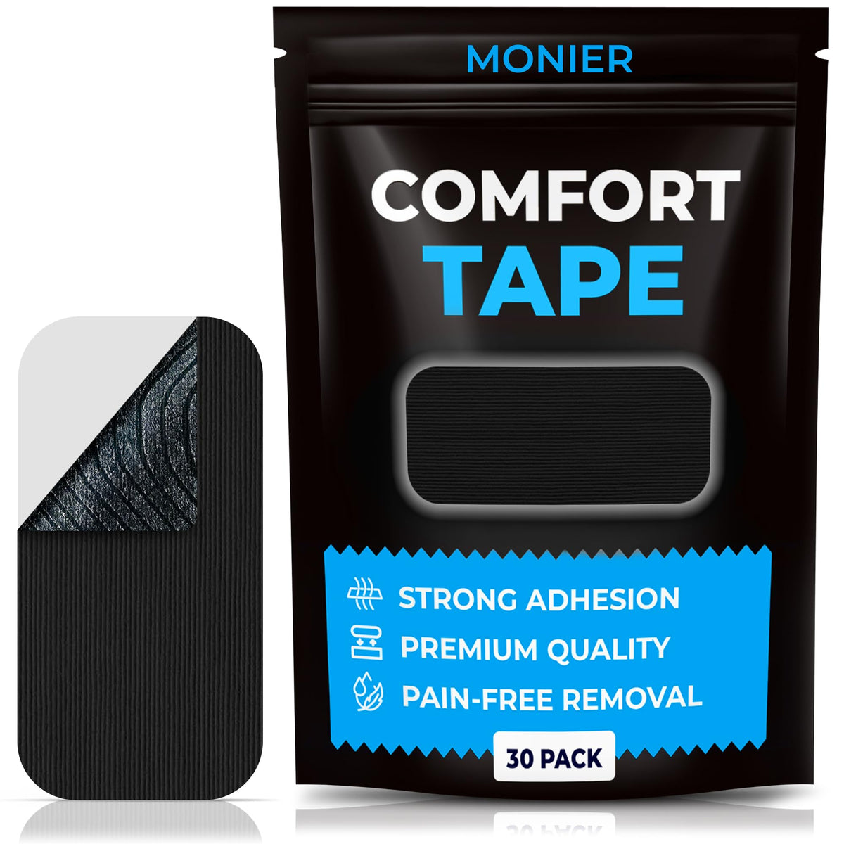 MONIER Comfort Tape front packaging shows gentle, skin-friendly adhesive.