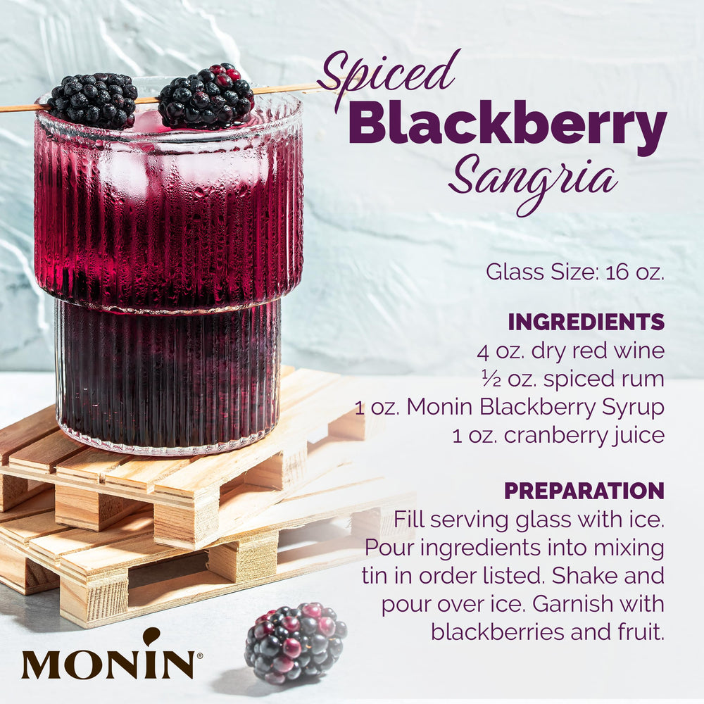 Monin Blackberry Syrup close-up of blackberries highlighting real flavor notes