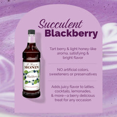 Monin Blackberry Syrup on iced tea or lemonade, enhancing flavor and color