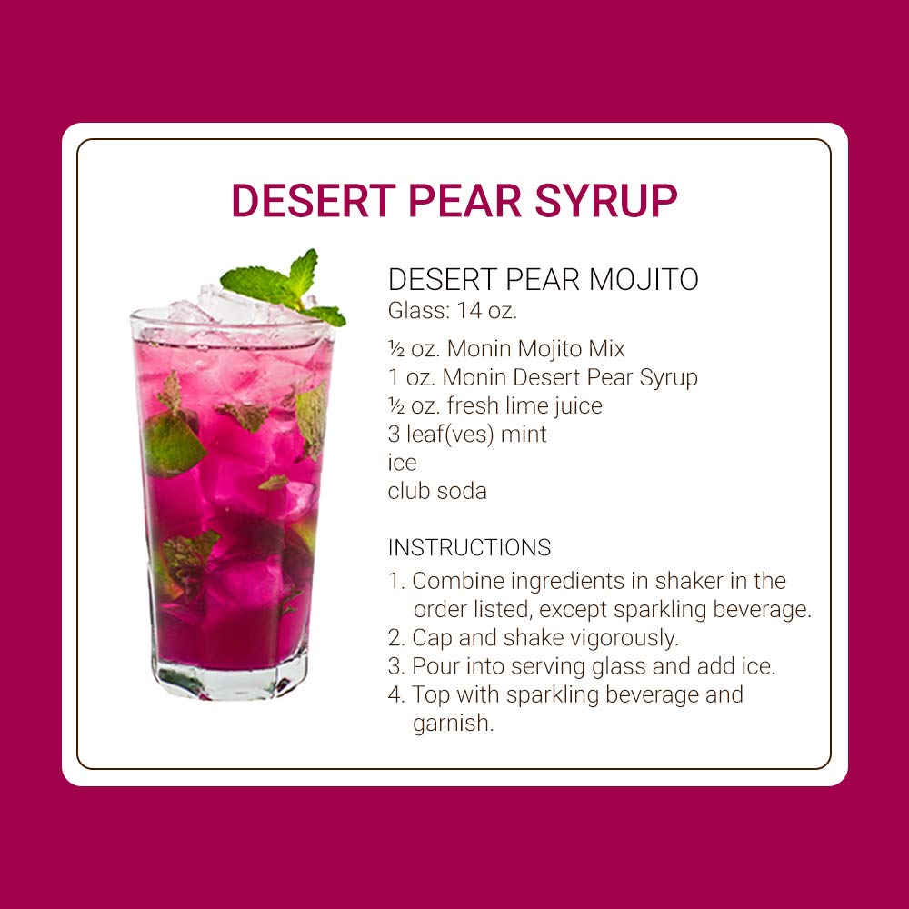 Monin Desert Pear Syrup soda mixer adds color and depth.
