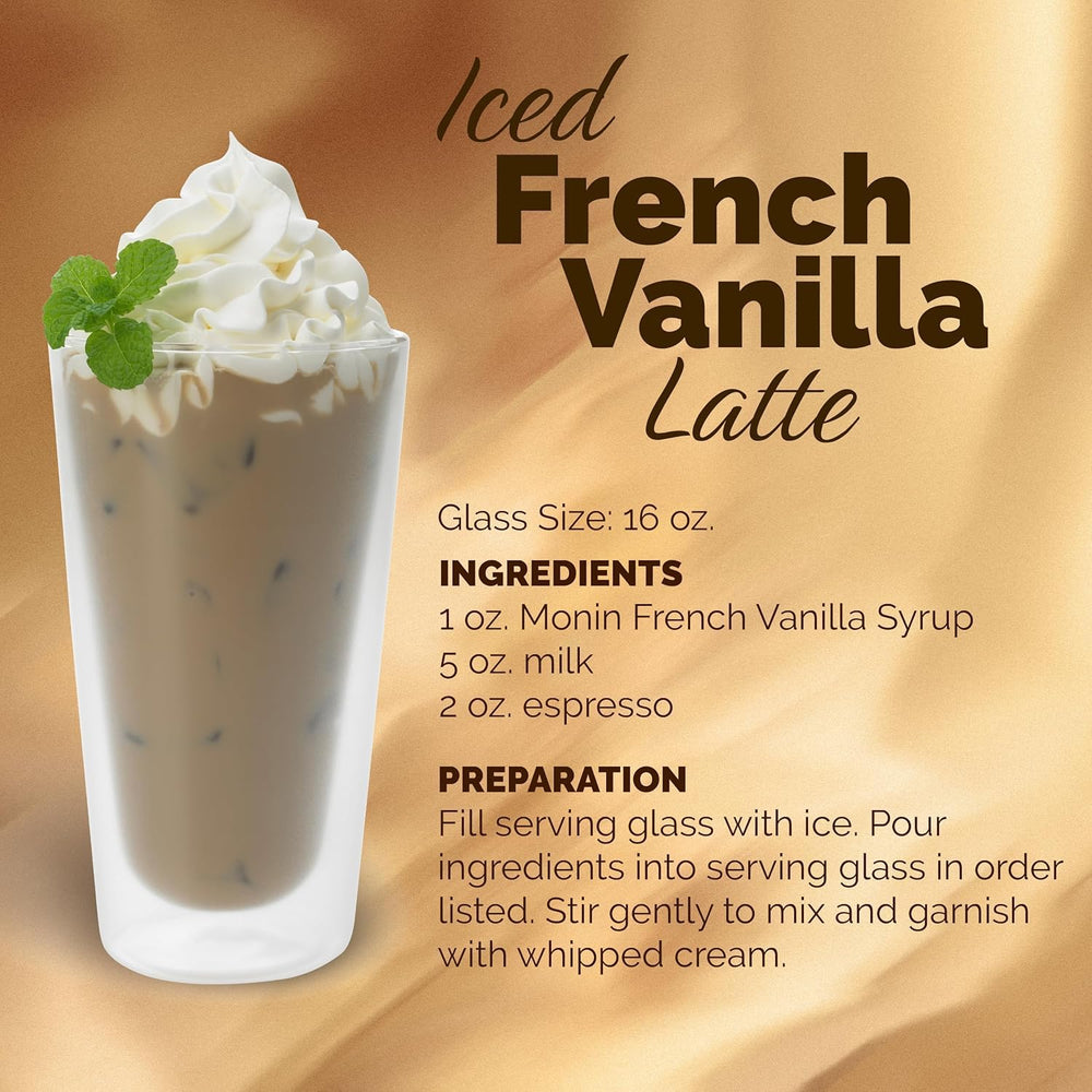 Monin French Vanilla Syrup used in kids drinks, offering allergen-free sweetness.