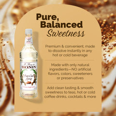 Monin Pure Cane Syrup beside a crafted cocktail for flavor enhancement