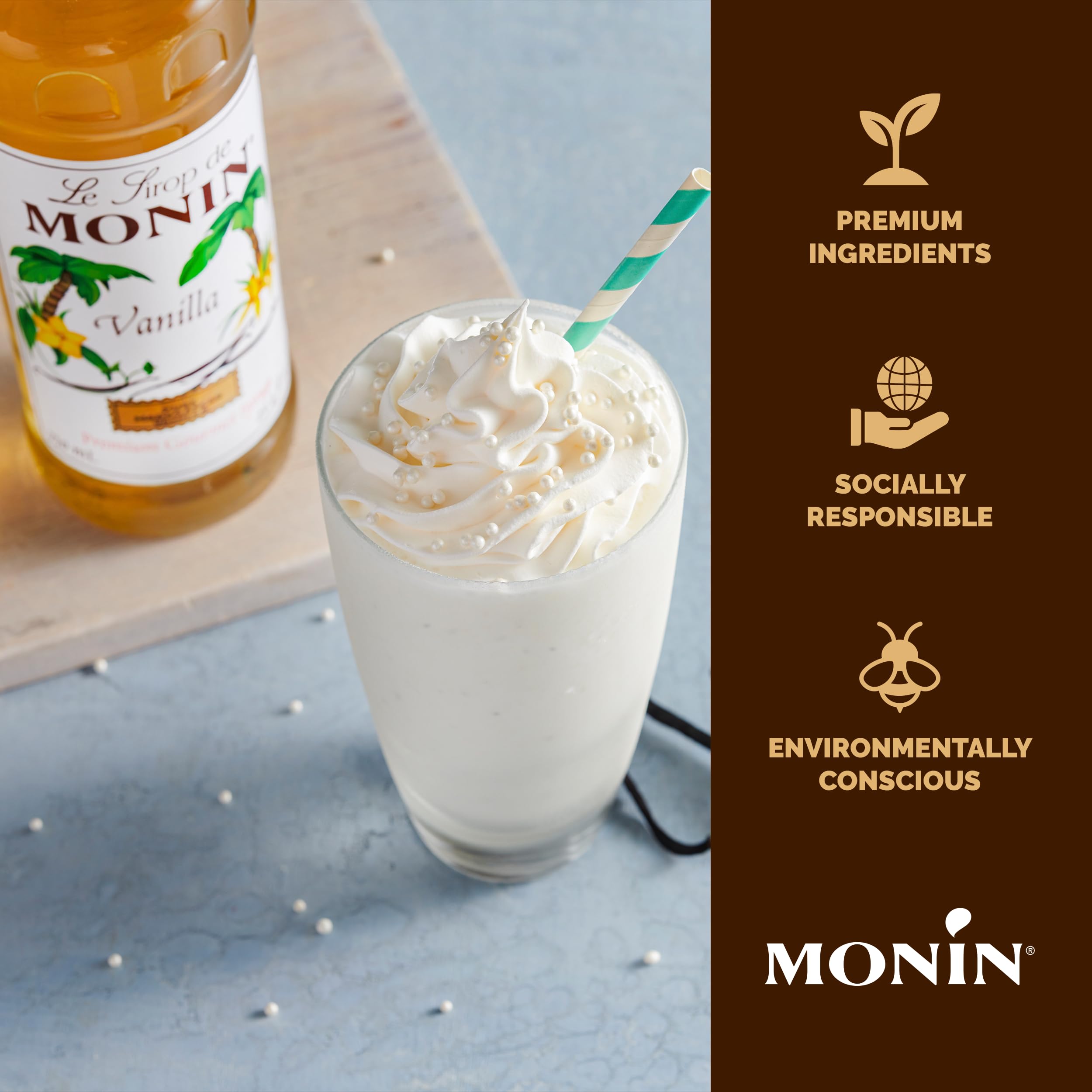 Cocktail being prepared with Monin Vanilla Syrup for vanilla depth