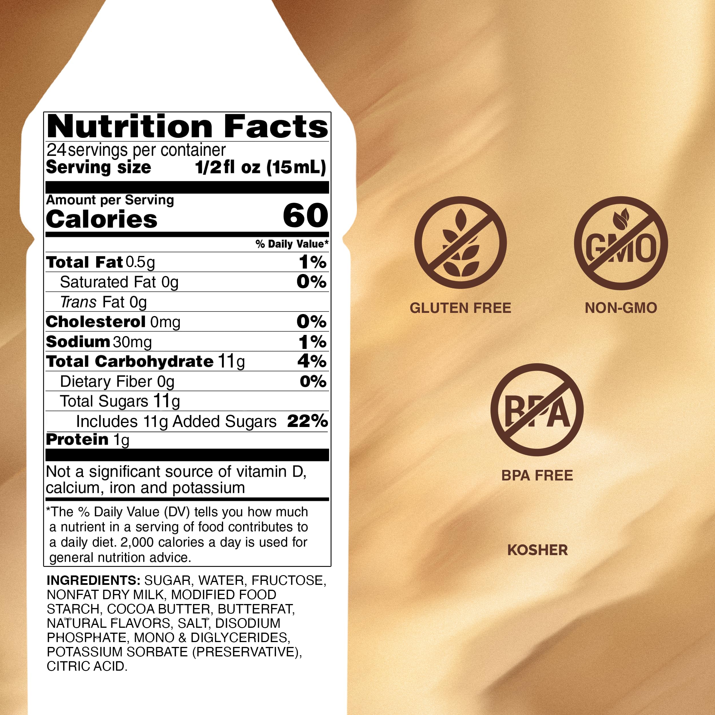 Monin White Chocolate Sauce dessert drizzle enhances flavors on desserts