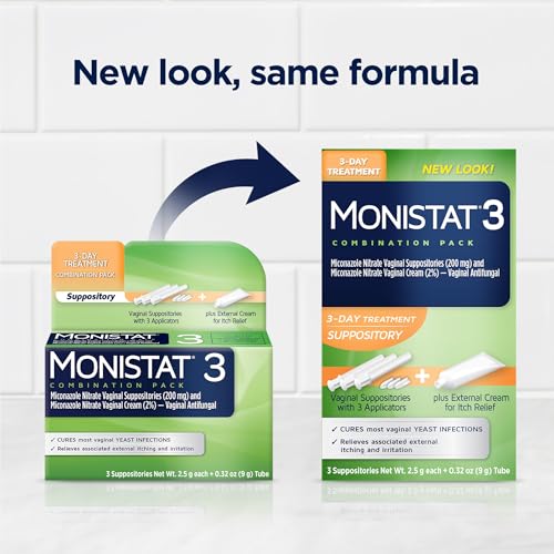 Monistat 3-day suppositories in disposable applicator for nighttime use.
