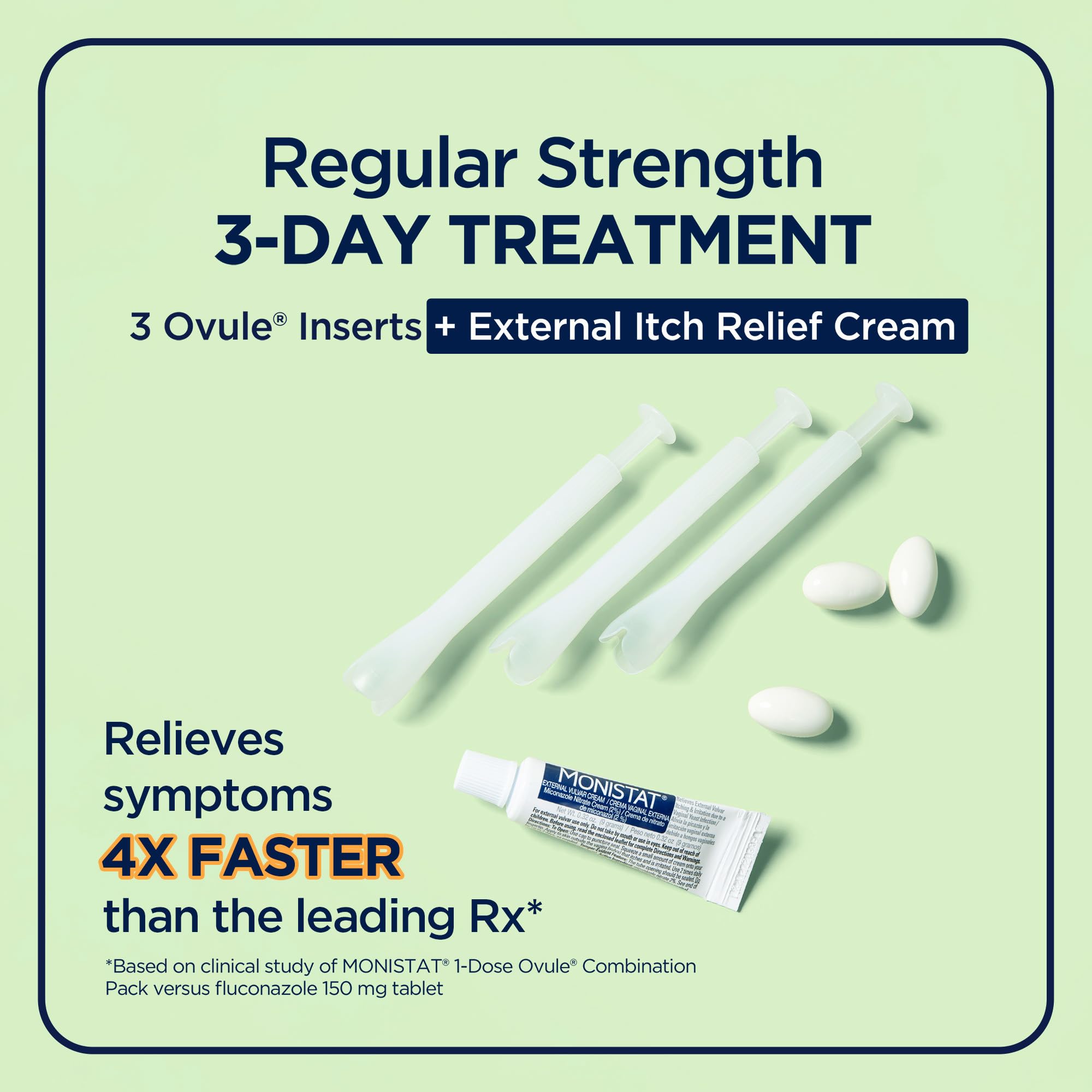 Monistat 3-Day ovule insert closeup highlighting smooth texture
