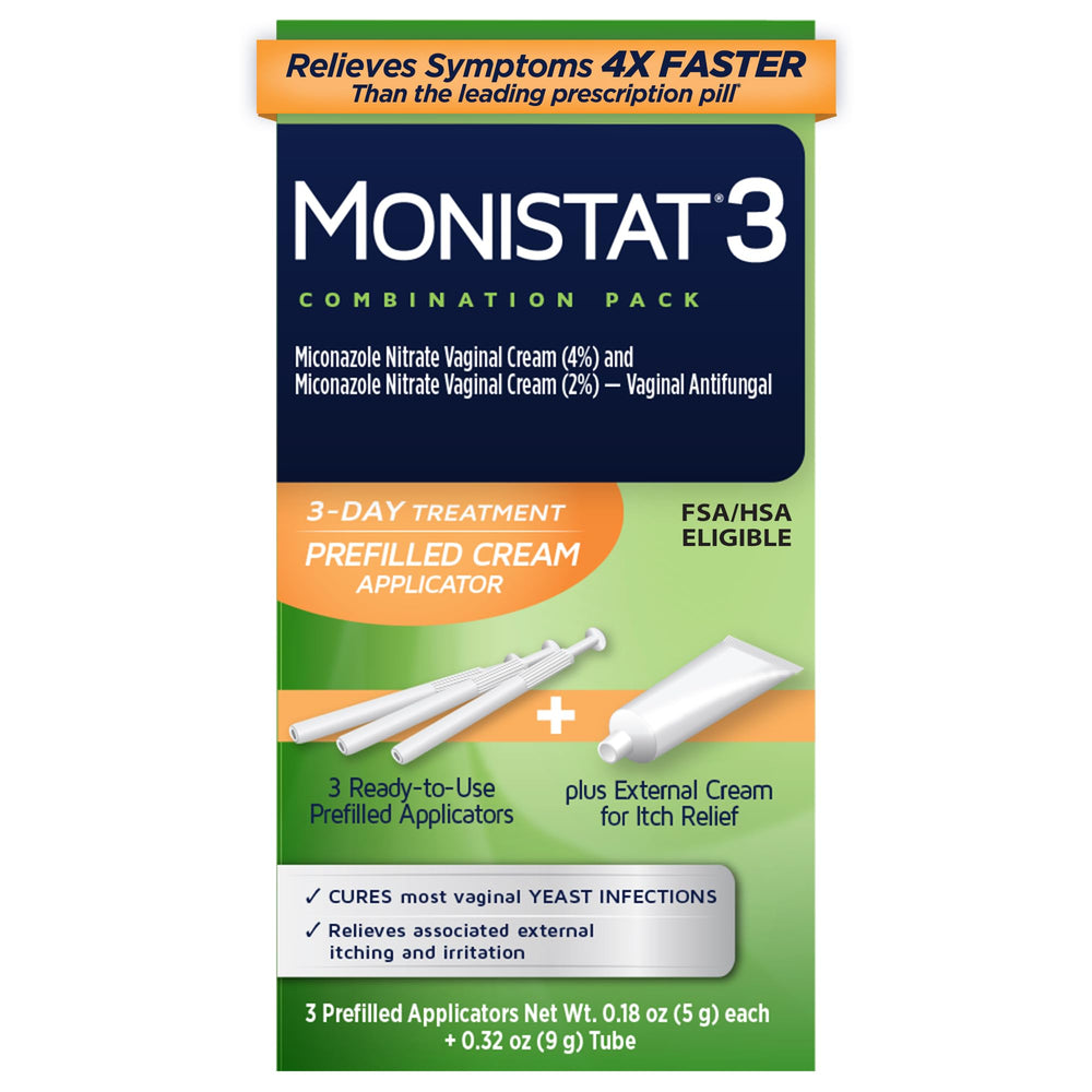 Monistat 3-Day treatment packaging ready for easy at-home use