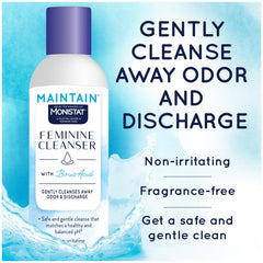 Monistat Maintain packaging box showing the 3-bottle set for easy routine