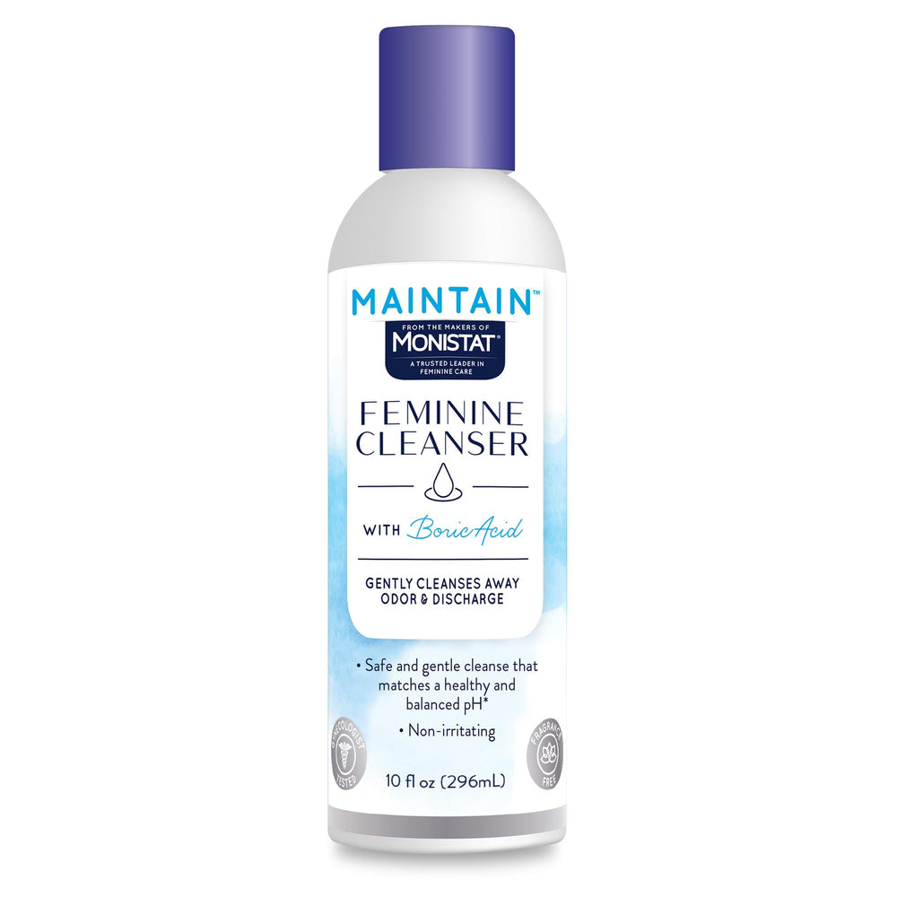 Monistat Boric Acid Wash bottle for fragrance-free daily cleansing.