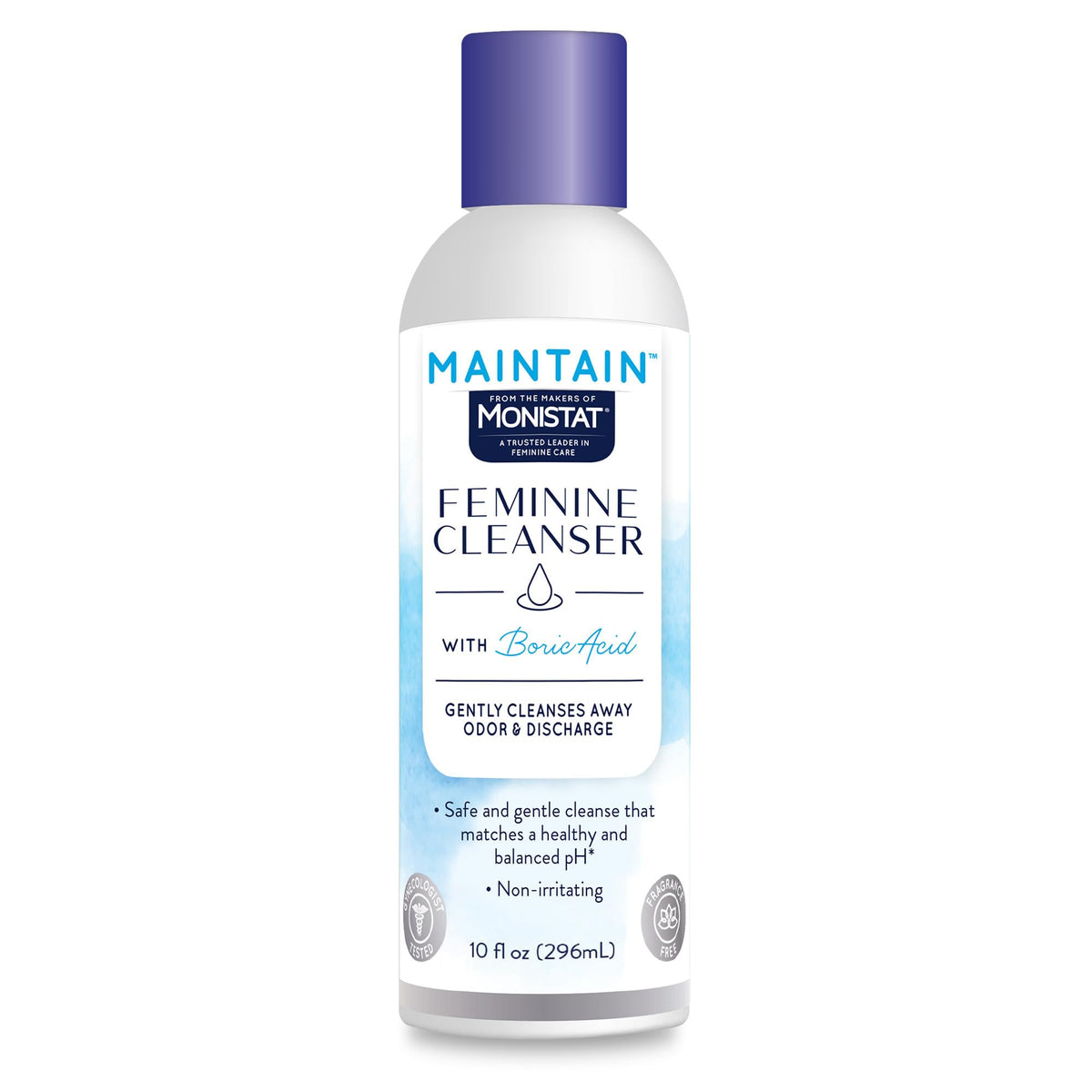 Monistat Boric Acid Wash bottle for fragrance-free daily cleansing.