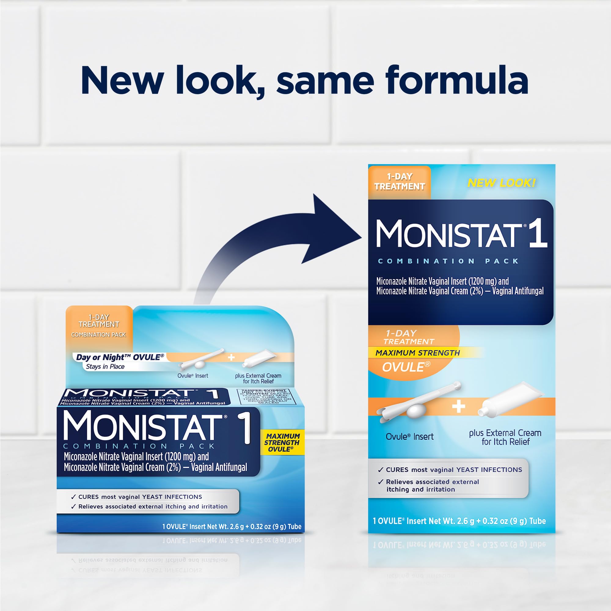 Monistat yeast infection treatment kit with ovule and cream.