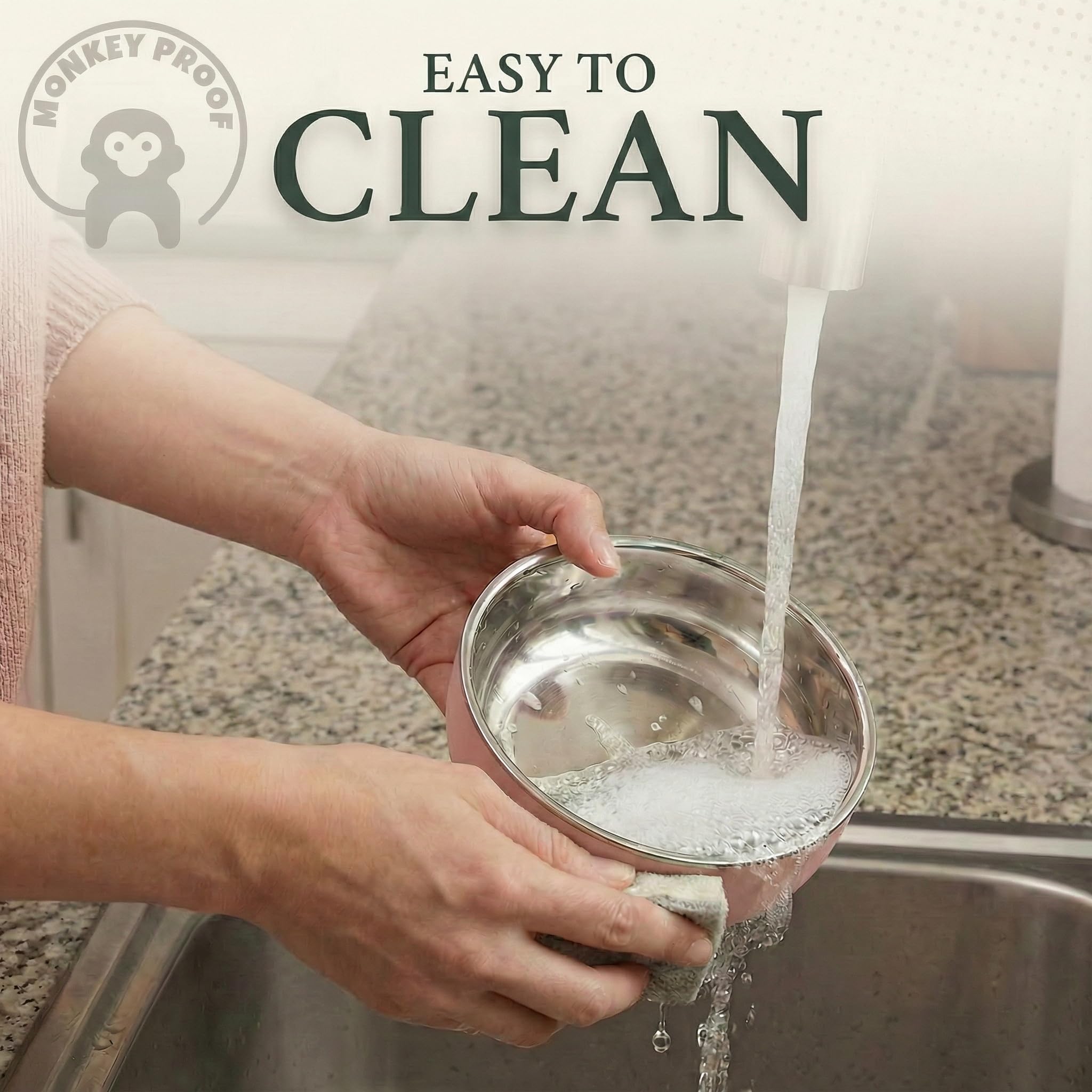 Monkey Proof bowl dishwasher safe for easy cleanup