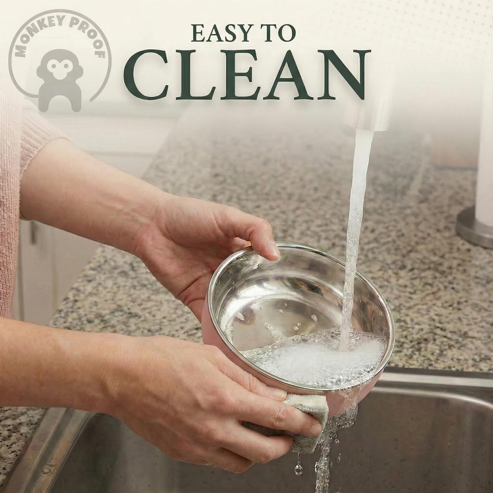 Monkey Proof bowl dishwasher safe for easy cleanup