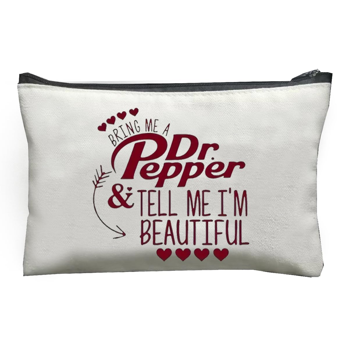 MONNYCAR Dr Pepper canvas toiletry bag with playful print for travel organization.