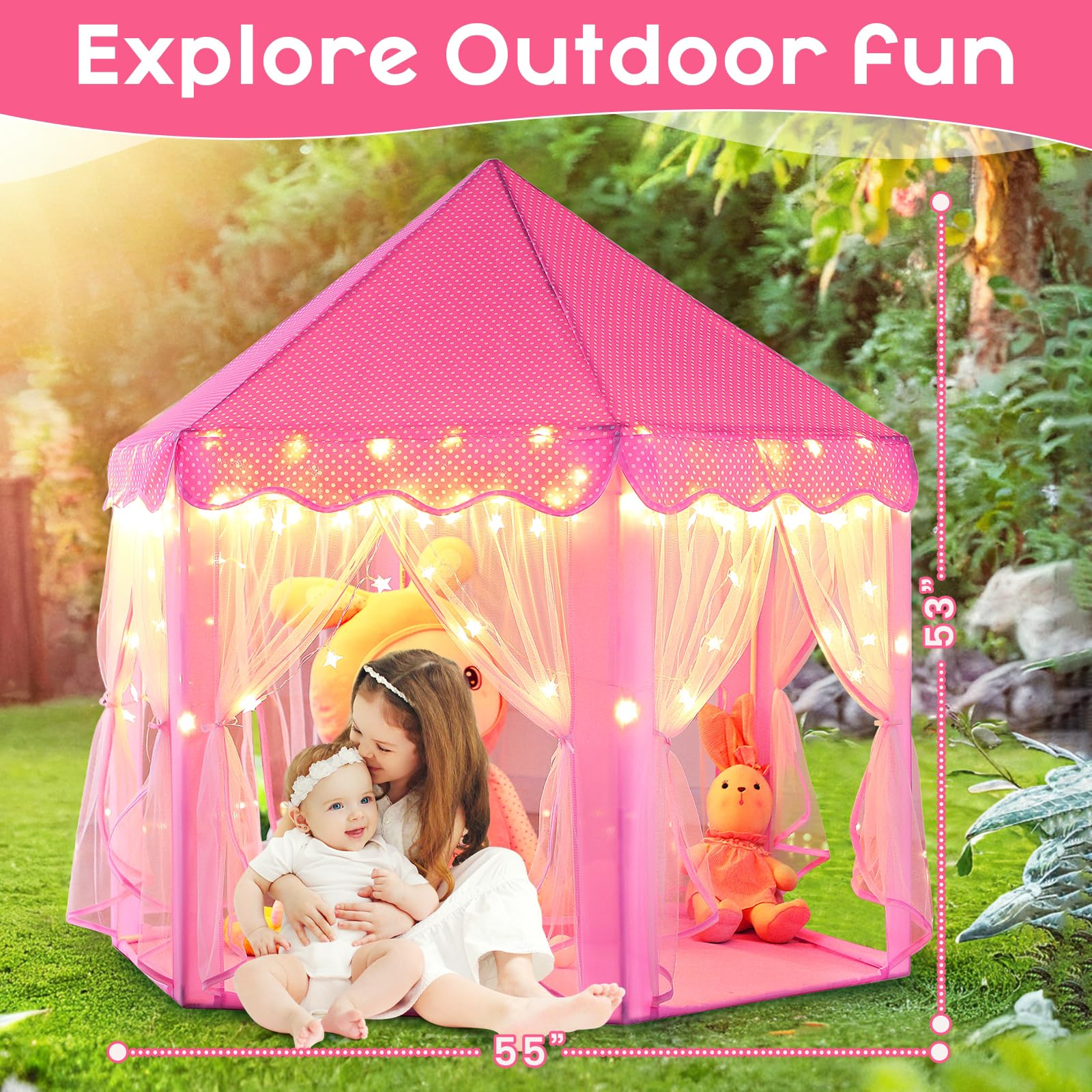 Monobeach Princess Tent measures 55 by 53 inches for ample space
