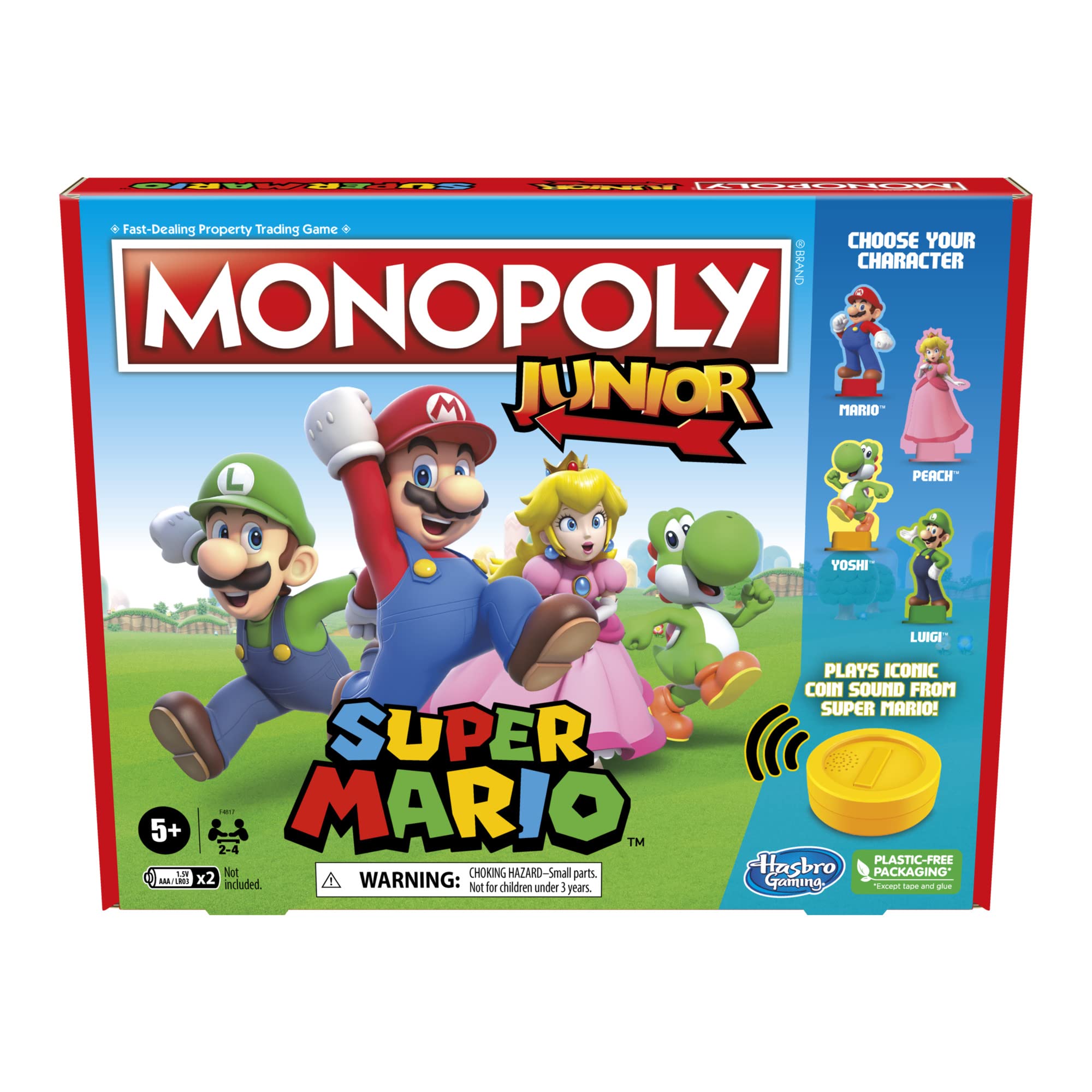 Monopoly Junior Super Mario Edition board game front view, ideal for fun family game nights.