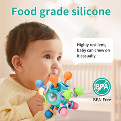 MonoTele teether features textured surfaces for sensory exploration