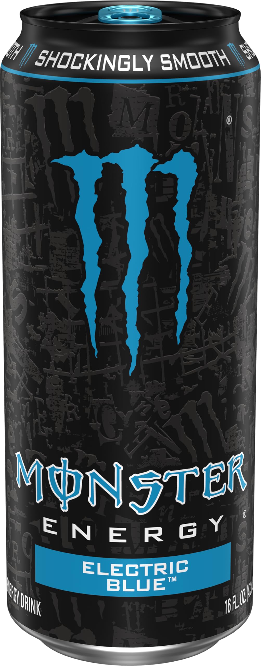 Monster Electric Blue ice-cold can ready for workouts or long days