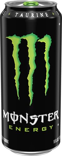 Monster Energy Green Original label closeup emphasizing caffeine and design