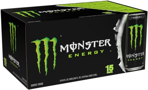 Monster Energy Green Original 16oz can being poured for quick energy boost
