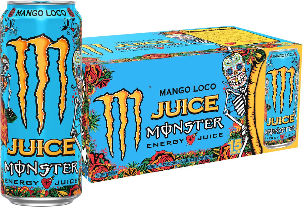 Monster Energy Juice Mango Loco can for an energizing pick-me-up