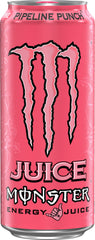 Monster Energy Juice Pipeline Punch pouring action suggests on-the-go refreshment