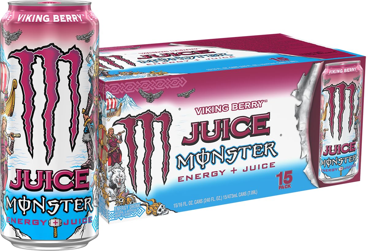 Monster Energy Juice Viking Berry bottle with bold Nordic branding and fruity flavor profile
