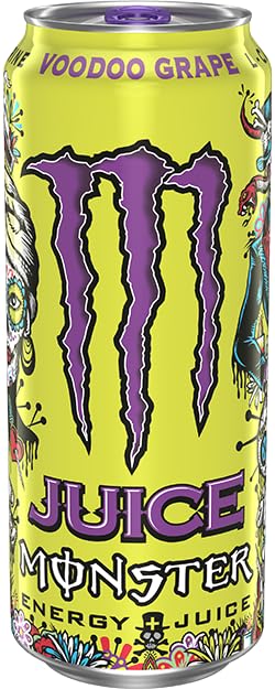 Monster Energy Juice Voodoo Grape glass pour showing a refreshing finish