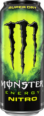 Chilled Monster Energy Nitro Super Dry with citrus aroma and crisp finish.
