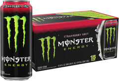 Monster Energy Strawberry Shot can front view for a quick energy boost on the go.