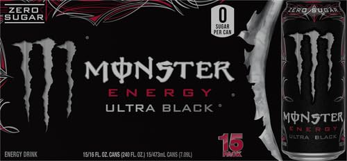 Close-up of Monster Energy Ultra Black cherry flavor for a refreshing pick-me-up.