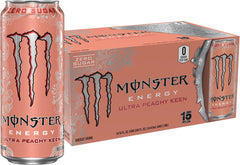 Monster Energy Ultra Peachy Keen can front shows zero sugar and bold peach flavor.