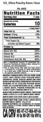 Close-up of the Ultra Peachy Keen can label highlights the sugar-free energy blend.