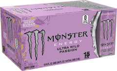 Monster Energy Ultra Wild Passion can close-up highlighting refreshing citrus notes.