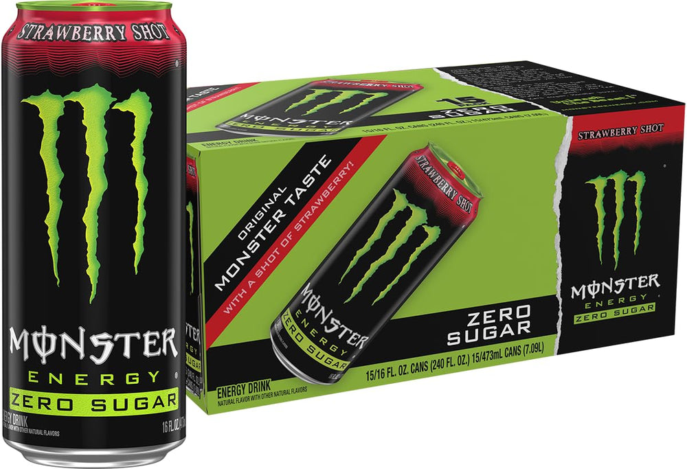 Monster Energy Zero Sugar Strawberry Shot can boosts alertness during workouts.