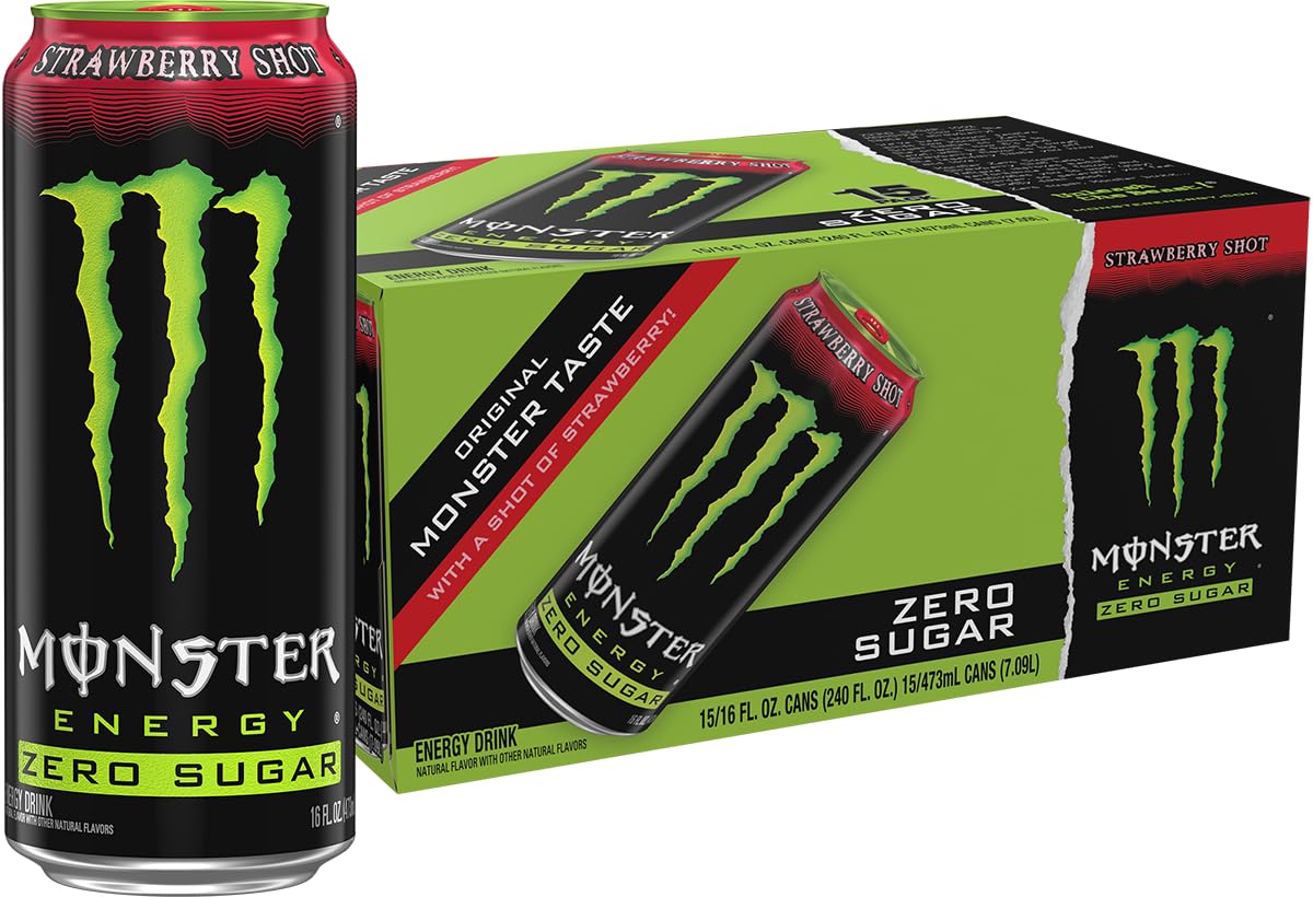 Monster Energy Zero Sugar Strawberry Shot can boosts alertness during workouts.