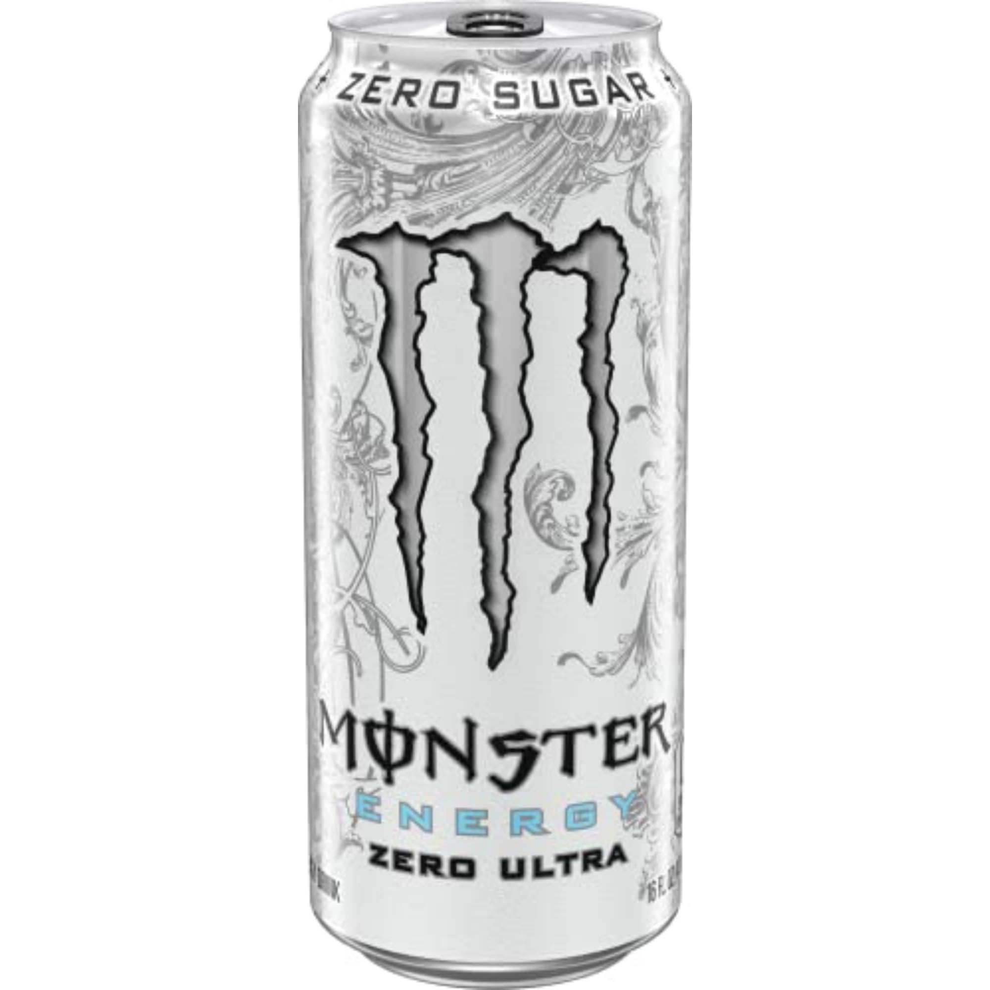 Monster Energy Zero Ultra label close-up emphasizing zero sugar claim