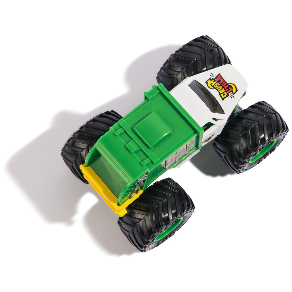 Monster Jam Crush Cycle graphics detail capturing vibrant decals for on-shelf appeal.