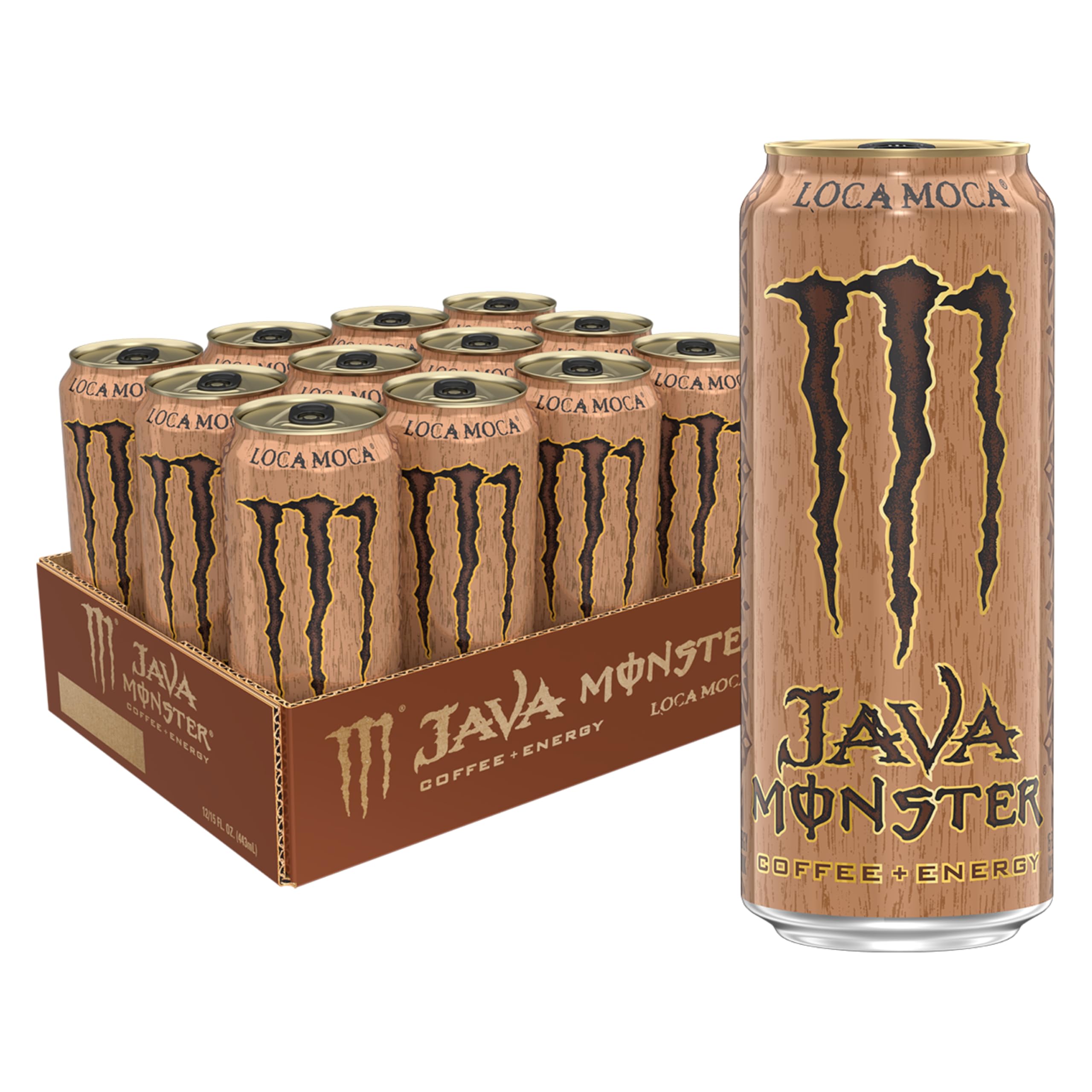 Monster Java Loca Moca bottle pour shows rich mocha aroma and quick energy