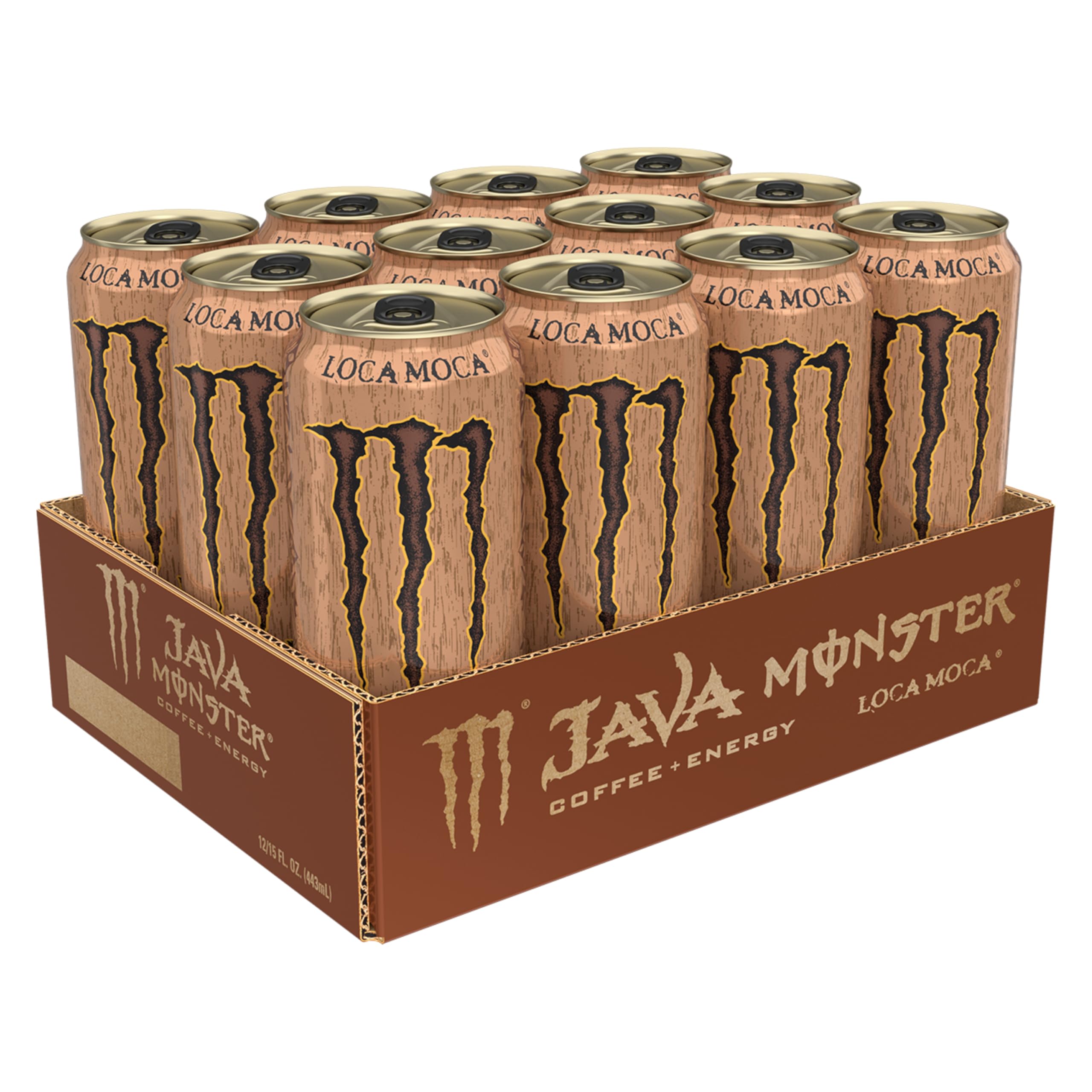 Monster Java Loca Moca label closeup highlights premium coffee and cream