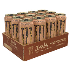 Monster Java Loca Moca label closeup highlights premium coffee and cream